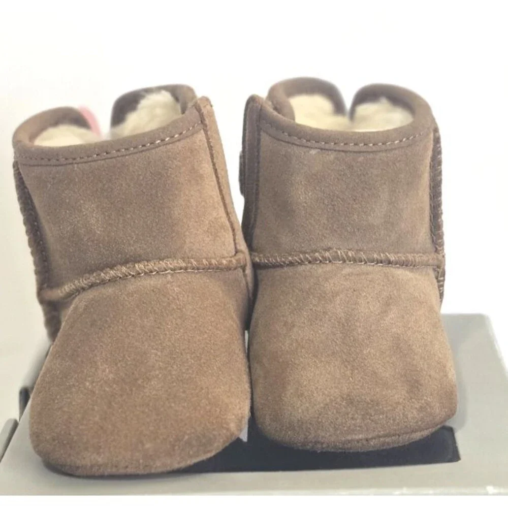 UGG Jesse Bow II Baby Boots Size 0/1 CHE Brown Suede Fur Lined Infant